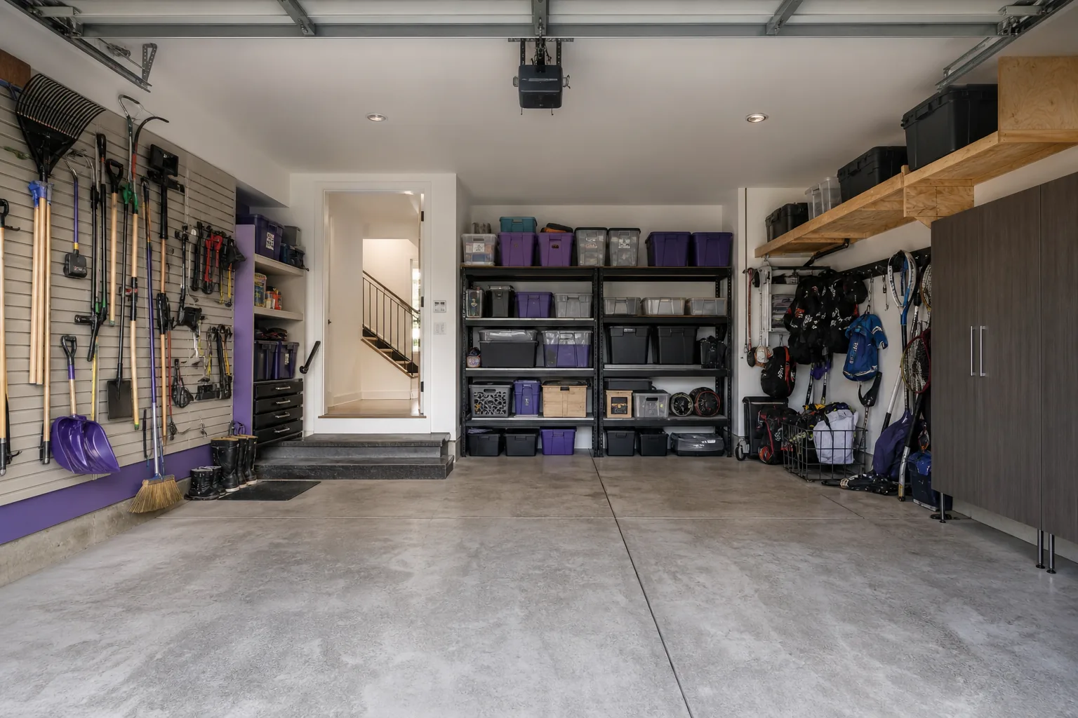 Illustration of a five-zone organized garage